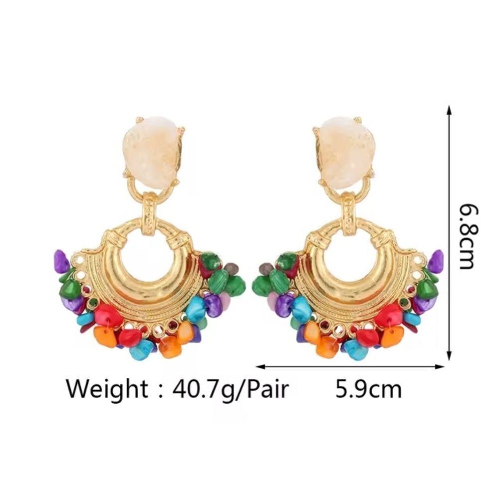 Multicolor Stone Drop Earrings - Picture 6 of 13